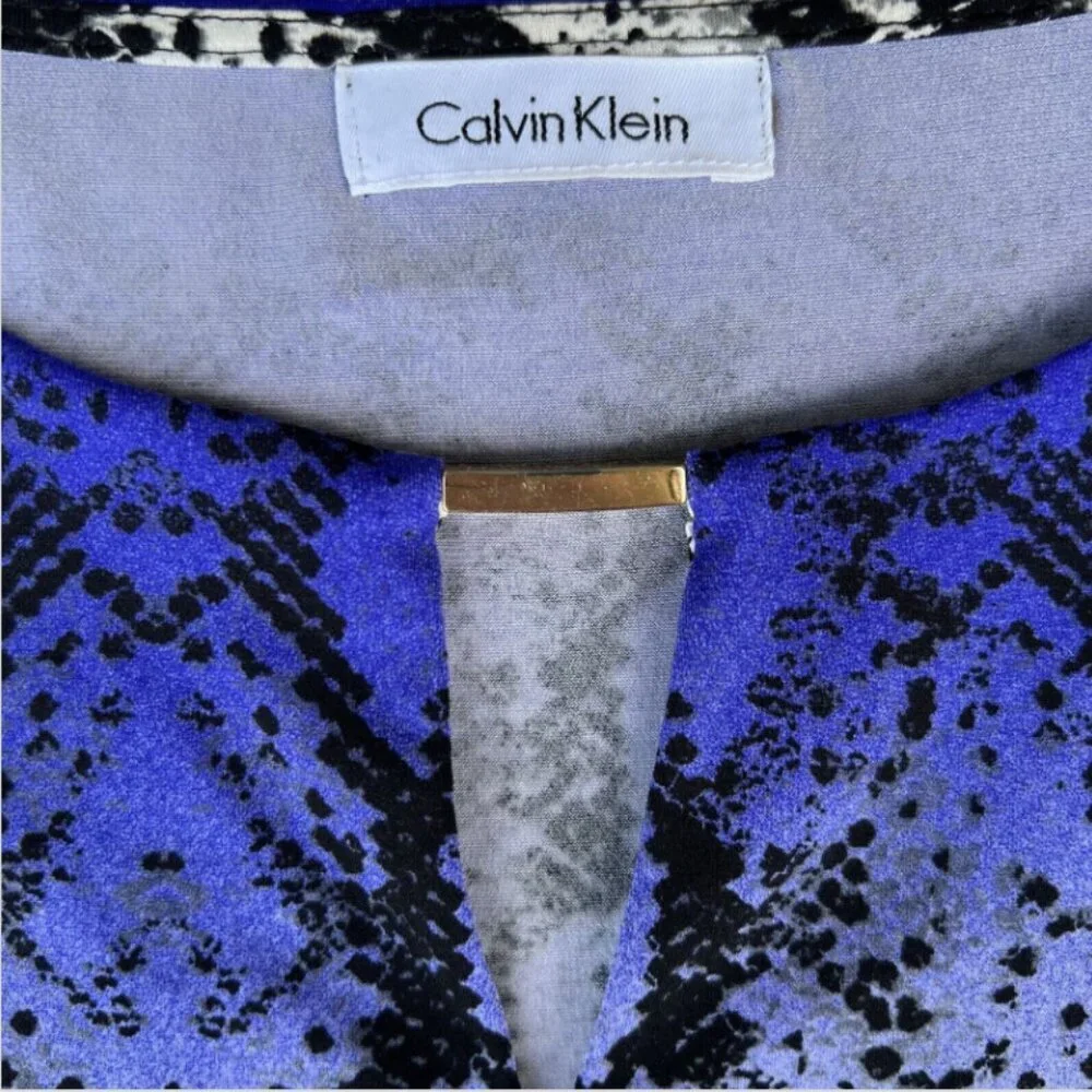 Calvin Klein - Purple Black and White Snake Print Keyhole Tank Top M/L - Picture 7 of 14